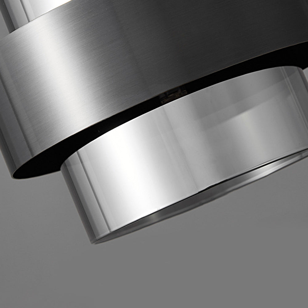 Modern Cylinder Glass Pendant Light with Copper Ring and 3 Step Dimming for Bedroom Dining Room