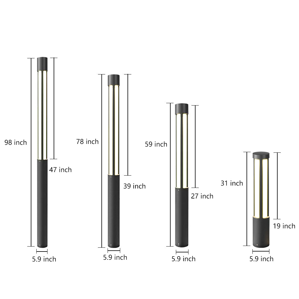 Modern Cylinder LED Outdoor Post Light Black IP54 Waterproof Garden Path Lighting Pole Lamp