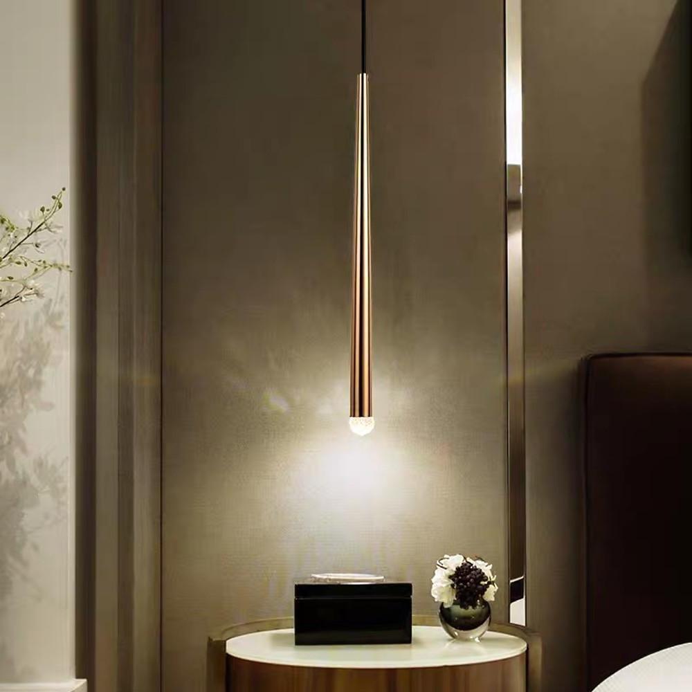 Modern Cylinder Pendant Lighting for Kitchen Island Metal and Acrylic LED Hanging Ceiling Lamp