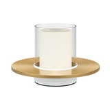 Modern Cylinder Rechargeable LED Candle Table Lamp with Dish Base and Touch Dimmer
