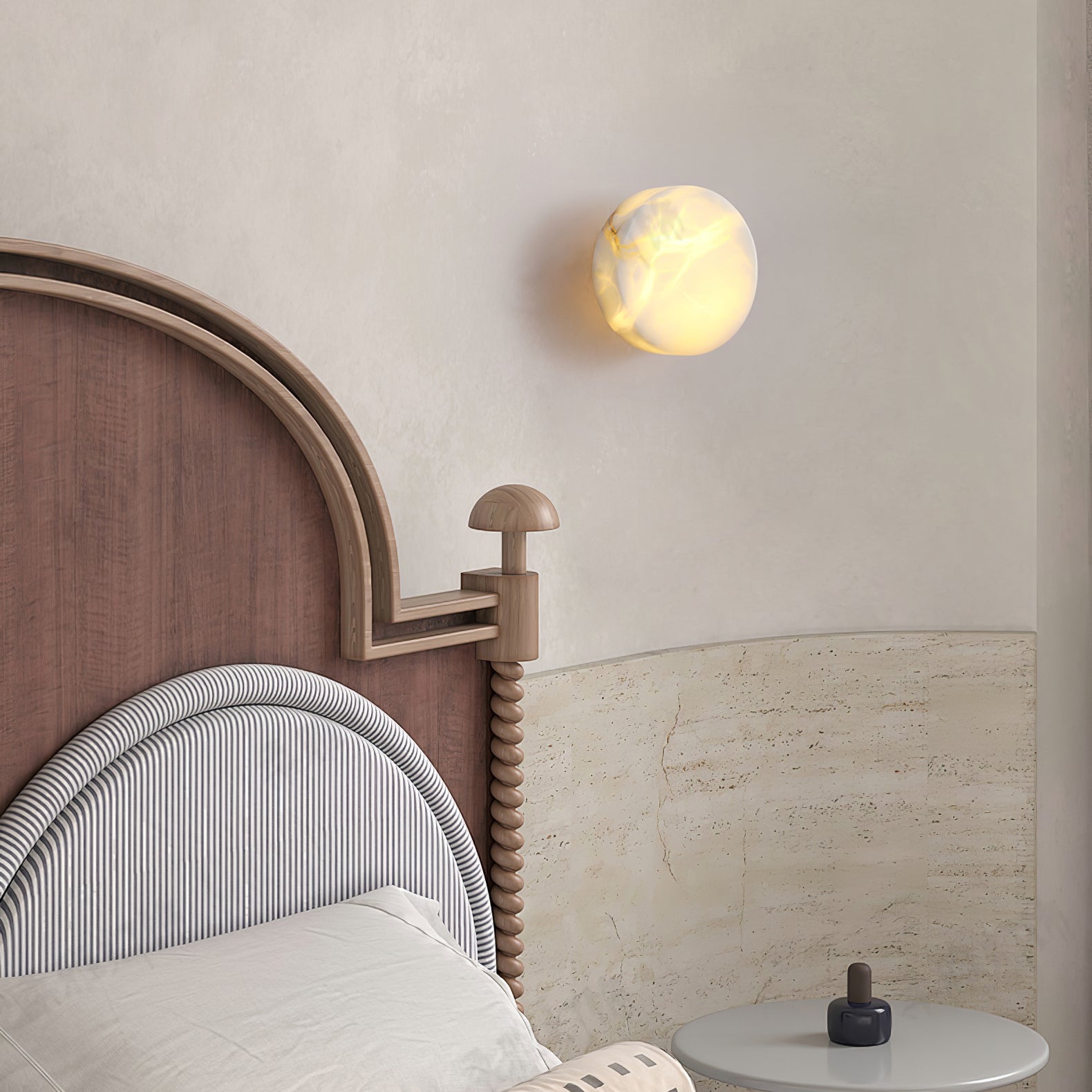 Modern Cylindrical Alabaster Wall Sconce LED Stone Wall Light Fixture for Indoor Decor