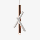 Modern Cylindrical Aluminum LED Pendant Light Minimalist Two Tube Geometric Chandelier