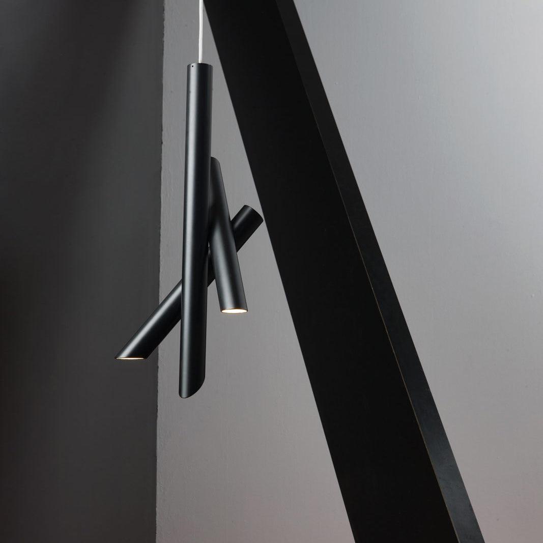 Modern Cylindrical Aluminum LED Pendant Light Minimalist Two Tube Geometric Chandelier