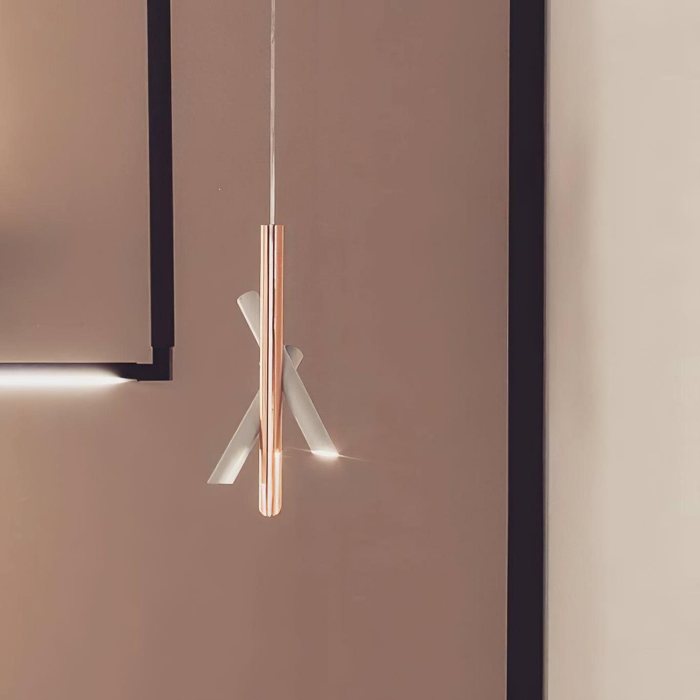 Modern Cylindrical Aluminum LED Pendant Light Minimalist Two Tube Geometric Chandelier
