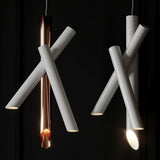 Modern Cylindrical Aluminum LED Pendant Light Minimalist Two Tube Geometric Chandelier