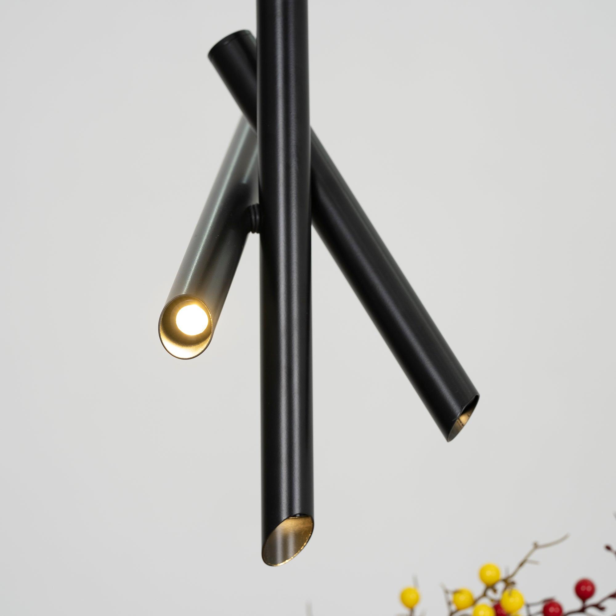 Modern Cylindrical Aluminum LED Pendant Light Minimalist Two Tube Geometric Chandelier
