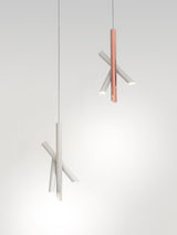 Modern Cylindrical Aluminum LED Pendant Light Minimalist Two Tube Geometric Chandelier
