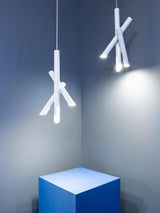 Modern Cylindrical Aluminum LED Pendant Light Minimalist Two Tube Geometric Chandelier