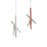 Modern Cylindrical Aluminum LED Pendant Light Minimalist Two Tube Geometric Chandelier