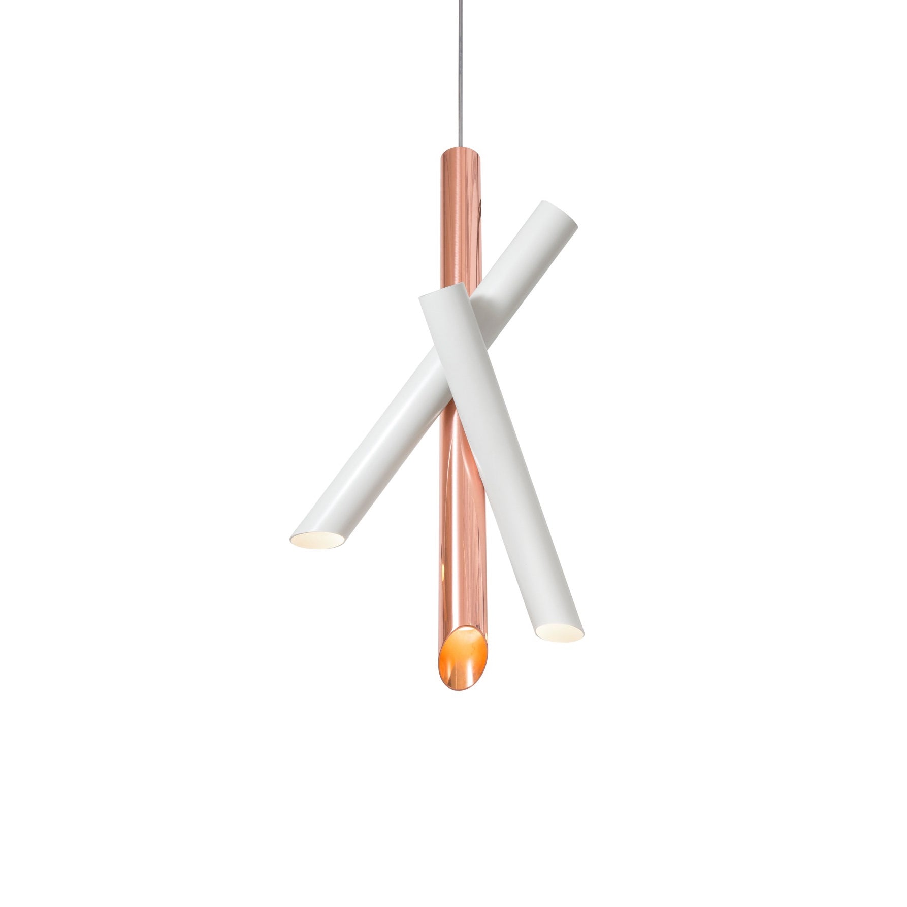 Modern Cylindrical Aluminum LED Pendant Light Minimalist Two Tube Geometric Chandelier