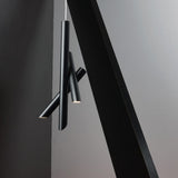 Modern Cylindrical Aluminum LED Pendant Light Minimalist Two Tube Geometric Chandelier