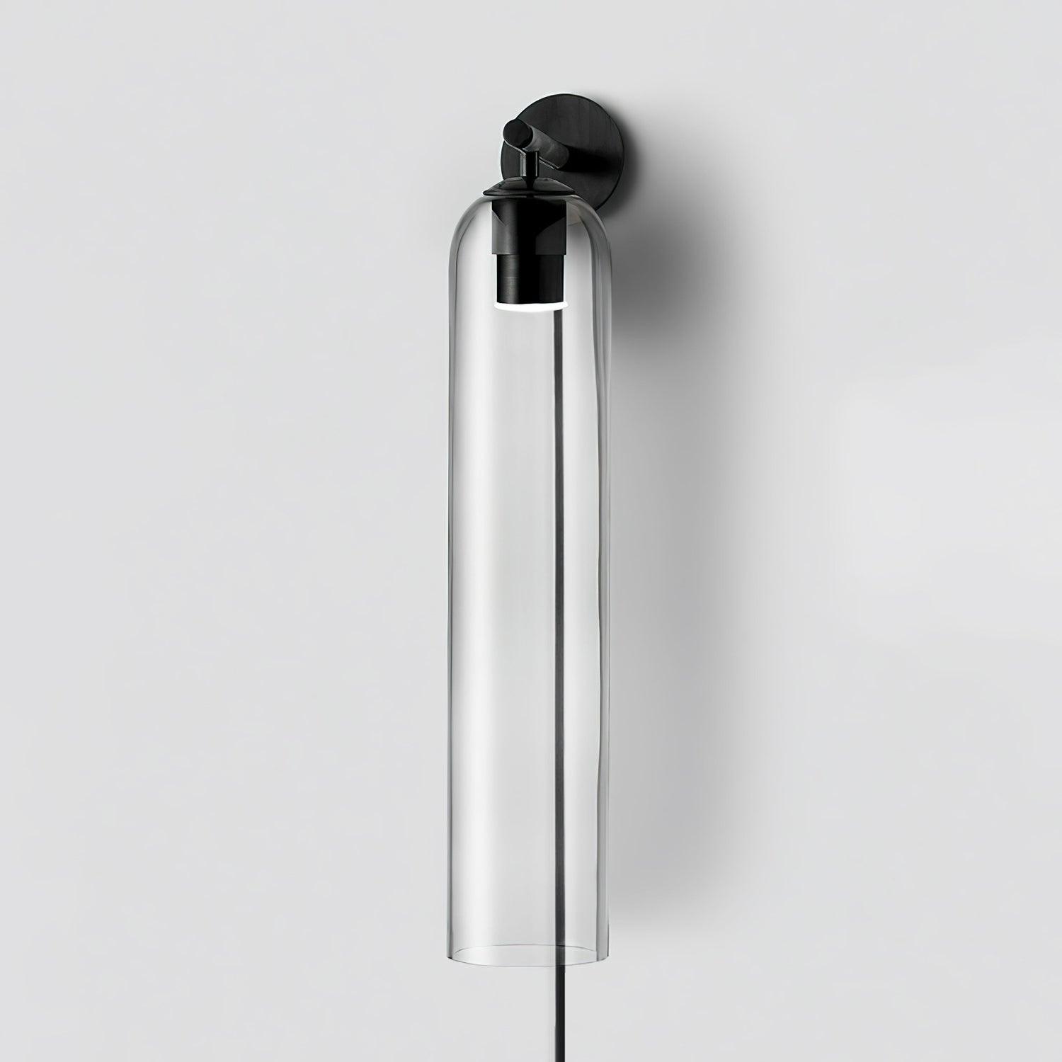 Modern Cylindrical Art Glass Plug In Wall Sconce Lighting with Metal Hardware for Bedroom and Living Room