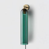 Modern Cylindrical Art Glass Plug In Wall Sconce Lighting with Metal Hardware for Bedroom and Living Room