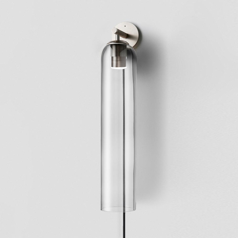 Modern Cylindrical Art Glass Plug In Wall Sconce Lighting with Metal Hardware for Bedroom and Living Room