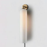 Modern Cylindrical Art Glass Plug In Wall Sconce Lighting with Metal Hardware for Bedroom and Living Room