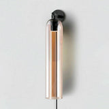 Modern Cylindrical Art Glass Plug In Wall Sconce Lighting with Metal Hardware for Bedroom and Living Room
