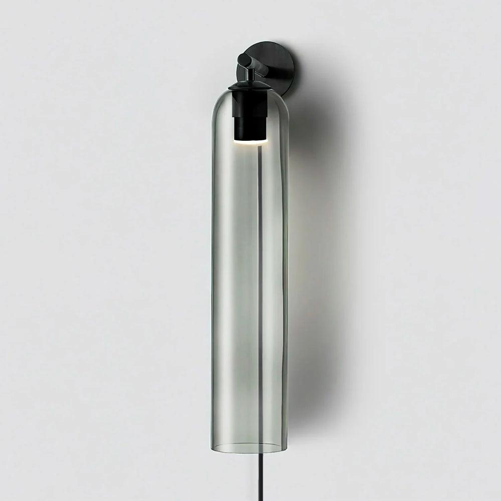 Modern Cylindrical Art Glass Plug In Wall Sconce Lighting with Metal Hardware for Bedroom and Living Room