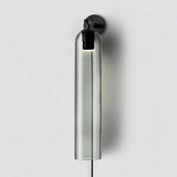 Modern Cylindrical Art Glass Plug In Wall Sconce Lighting with Metal Hardware for Bedroom and Living Room