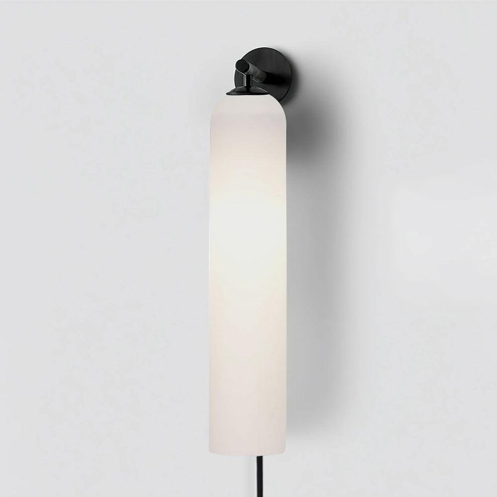 Modern Cylindrical Art Glass Plug In Wall Sconce Lighting with Metal Hardware for Bedroom and Living Room