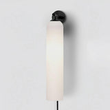 Modern Cylindrical Art Glass Plug In Wall Sconce Lighting with Metal Hardware for Bedroom and Living Room
