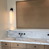 Modern Cylindrical Art Glass Plug In Wall Sconce Lighting with Metal Hardware for Bedroom and Living Room