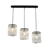 Modern Cylindrical Crystal Pendant Light Three Step Dimming Nordic Hanging Chandelier for Dining Room