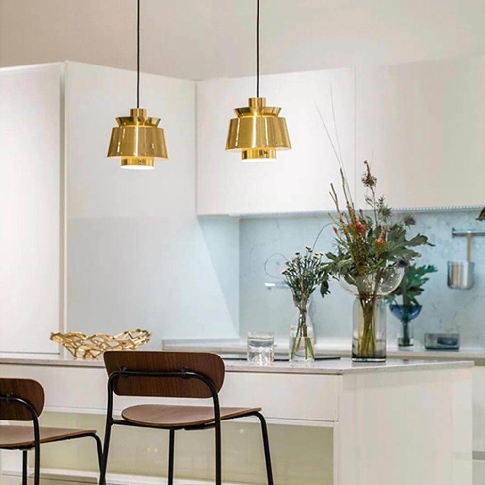 Modern Cylindrical Electroplated Metal Pendant Light Minimalist Industrial LED Ceiling Fixture