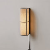 Modern Cylindrical Fabric Wall Sconce Interior Light with Metal Base and Linen Shade