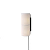 Modern Cylindrical Fabric Wall Sconce Interior Light with Metal Base and Linen Shade