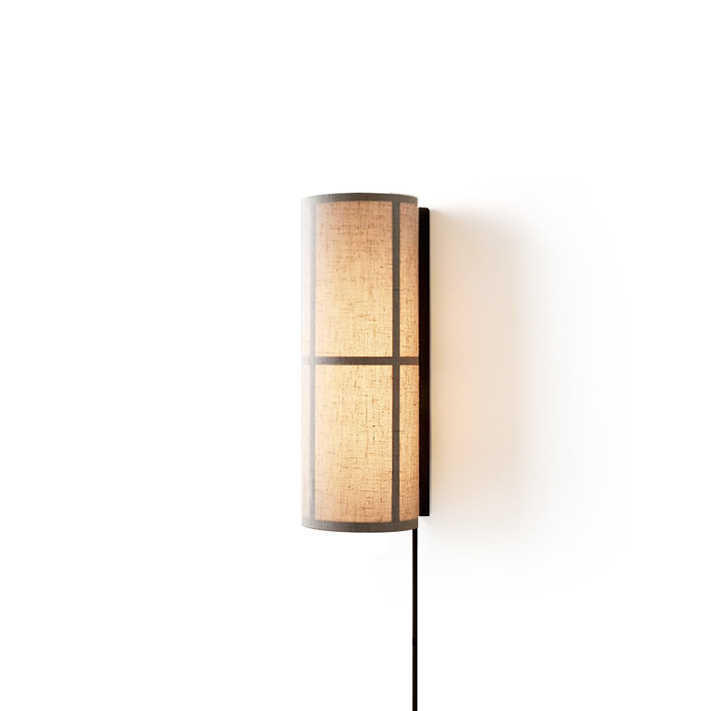 Modern Cylindrical Fabric Wall Sconce Interior Light with Metal Base and Linen Shade
