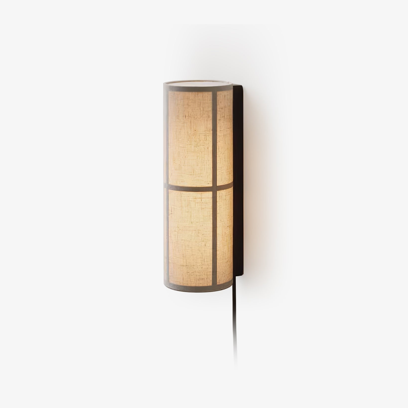 Modern Cylindrical Fabric Wall Sconce Interior Light with Metal Base and Linen Shade