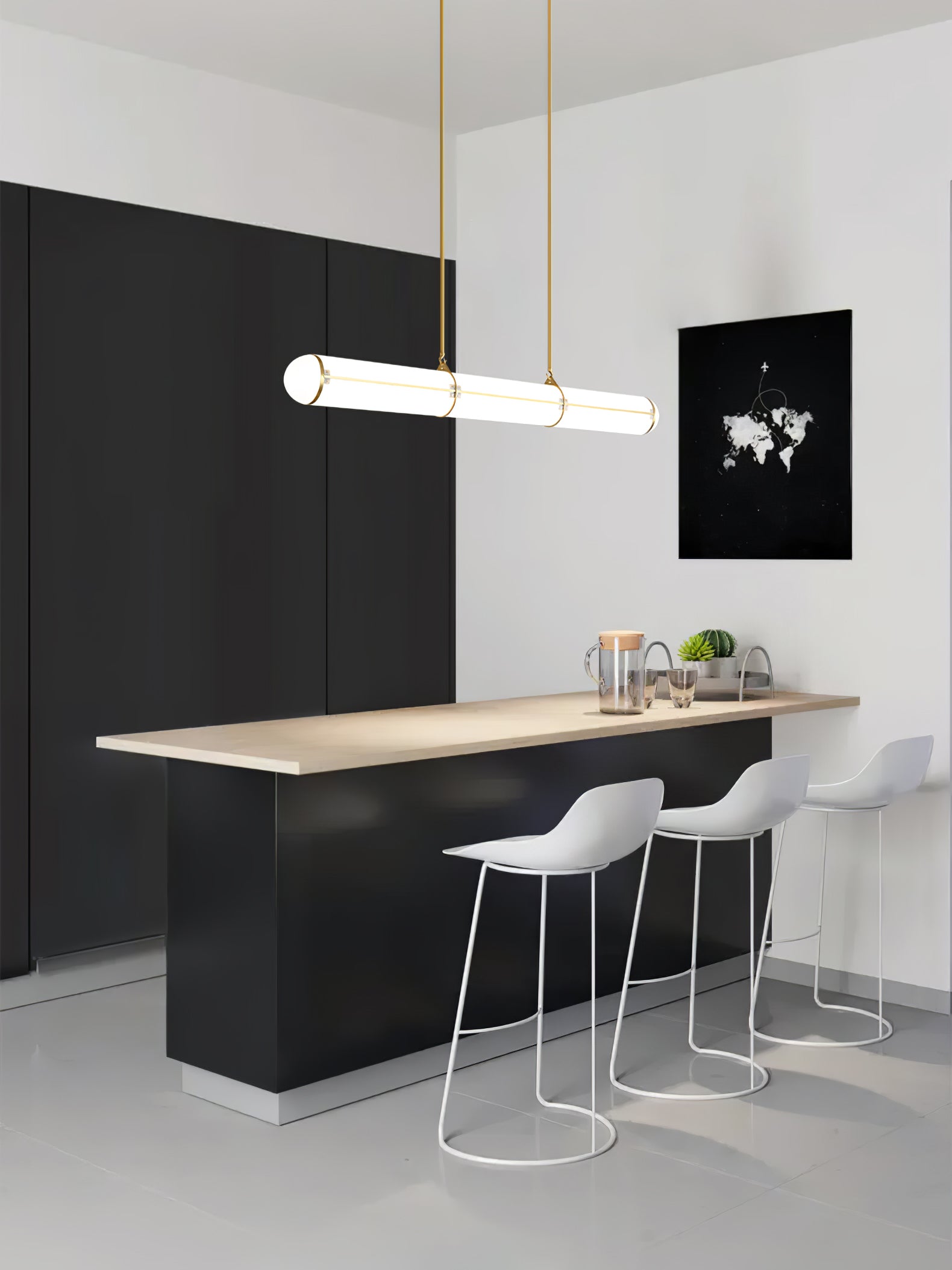 Modern Cylindrical Geometric LED Linear Pendant Light Modular Hanging Fixture