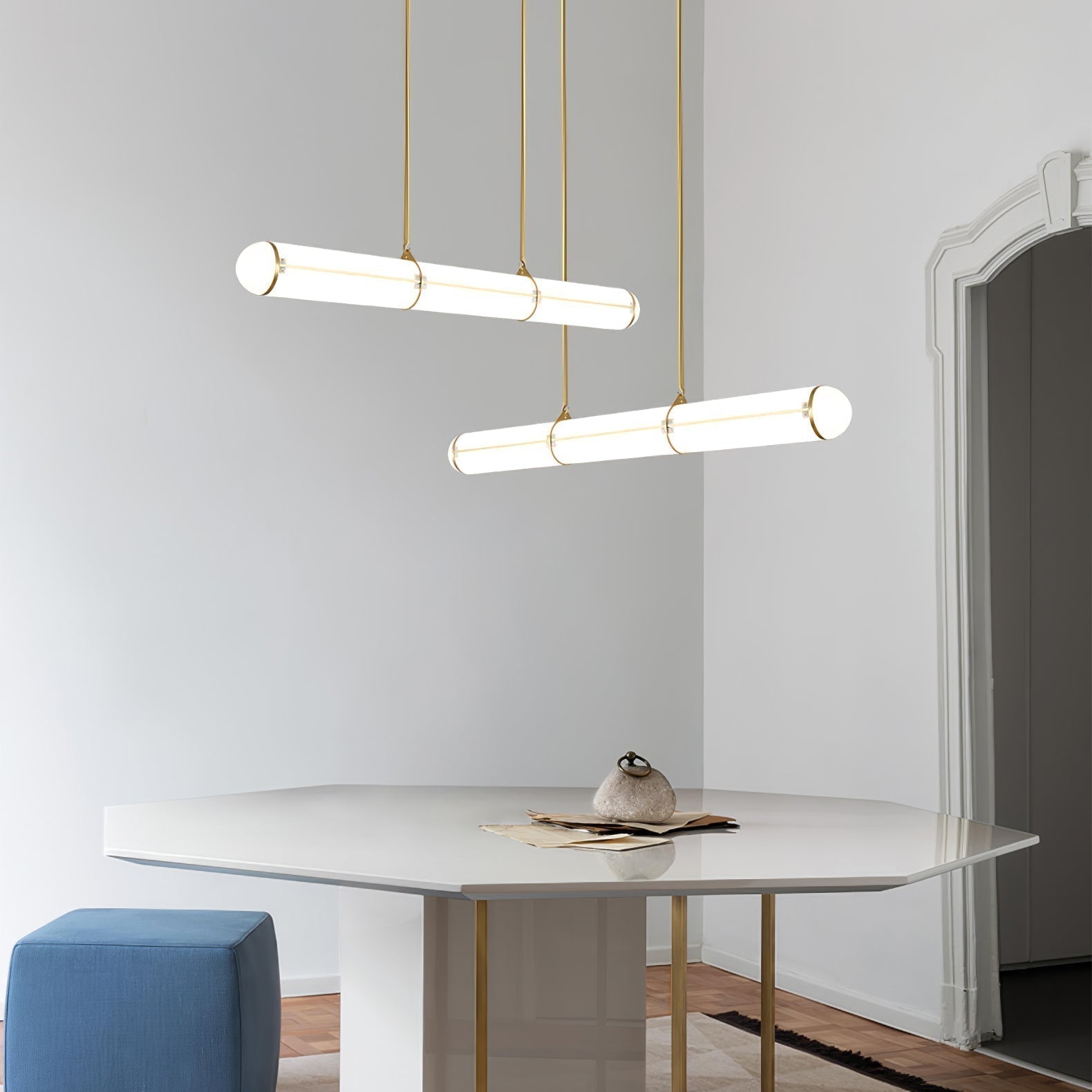 Modern Cylindrical Geometric LED Linear Pendant Light Modular Hanging Fixture