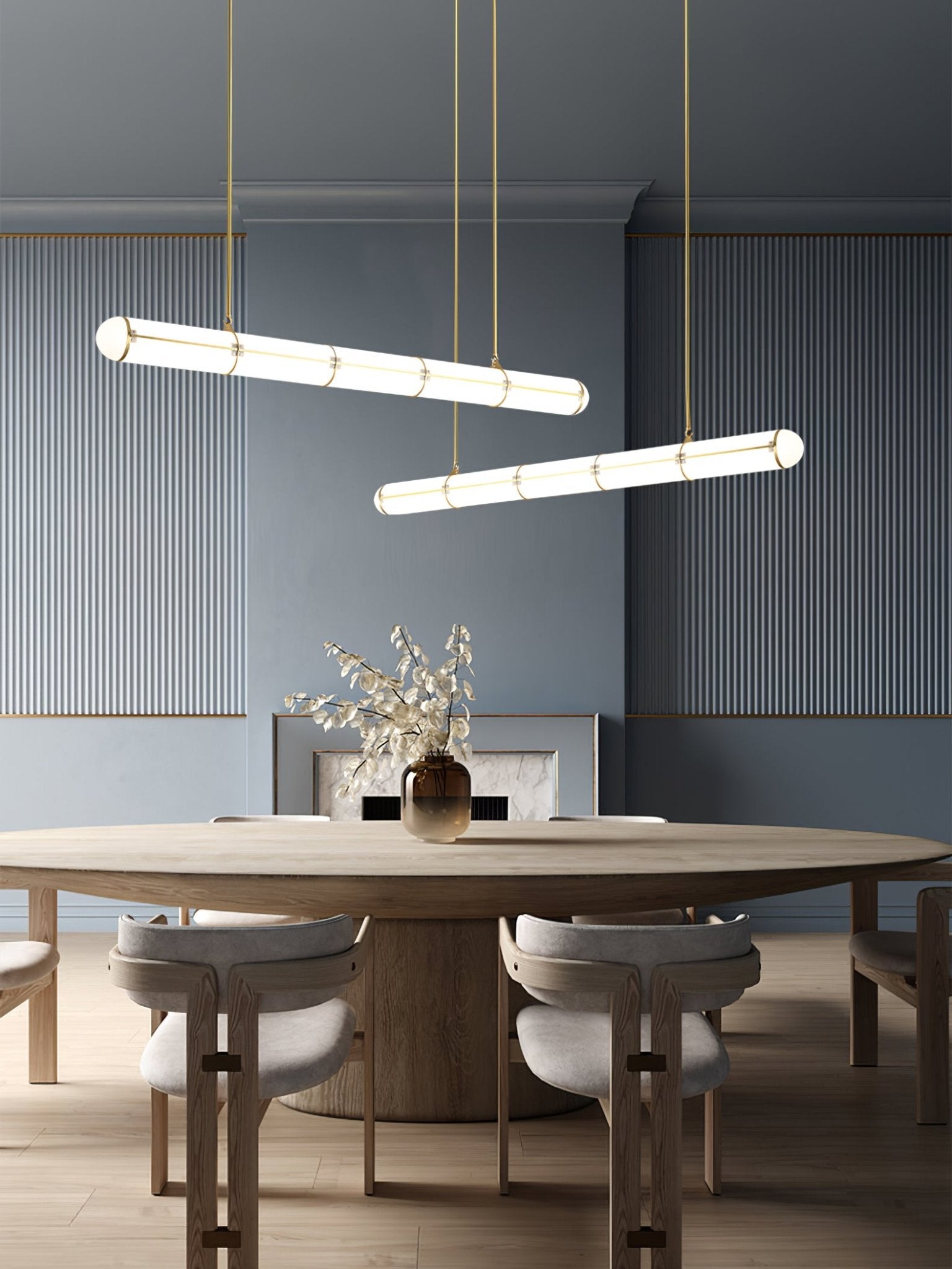Modern Cylindrical Geometric LED Linear Pendant Light Modular Hanging Fixture