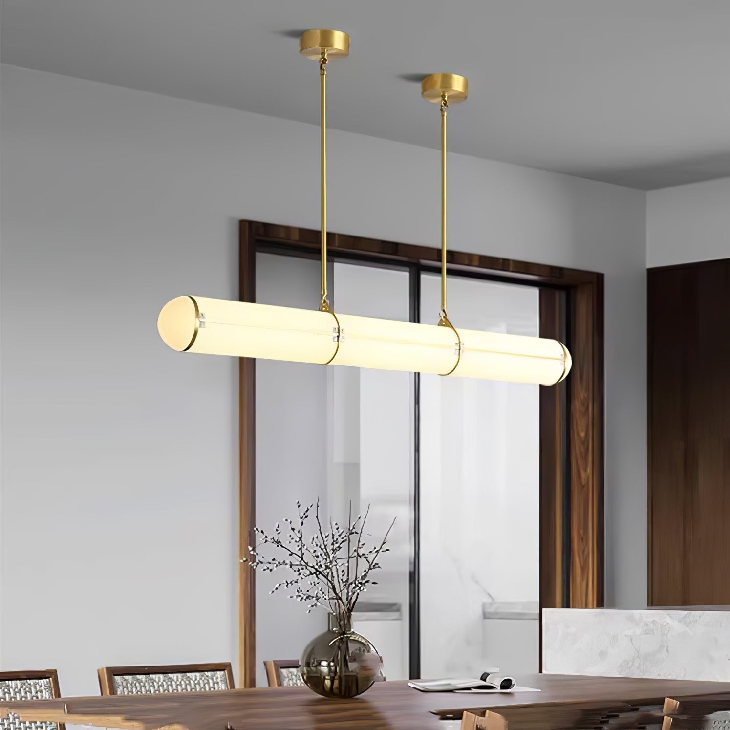 Modern Cylindrical Geometric LED Linear Pendant Light Modular Hanging Fixture