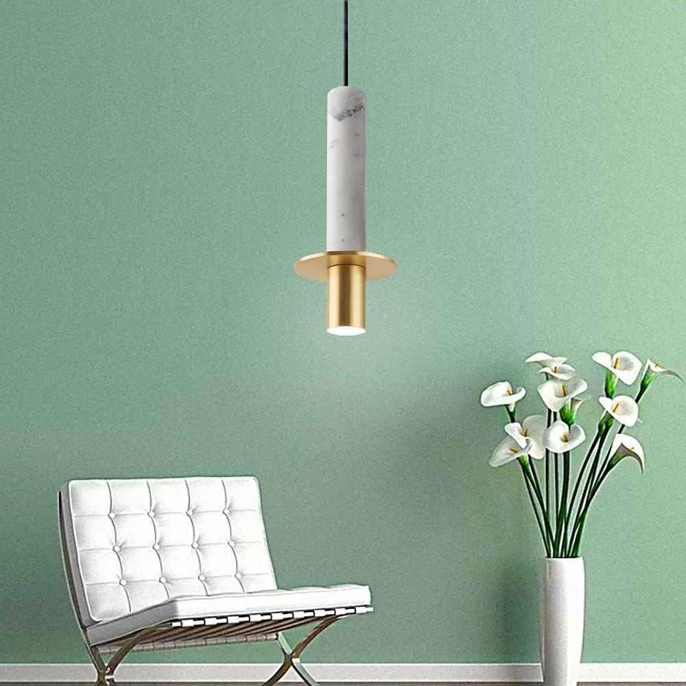 Modern Cylindrical Glass LED Pendant Light Industrial Metal Hanging Lamp for Kitchen Island