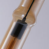 Modern Cylindrical Glass Pendant Light for Dining Room Kitchen and Bedroom Smoke Gray Amber
