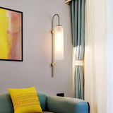 Modern Cylindrical Glass Wall Sconce Light Fixture with Mouth Blown Glass Shade