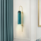 Modern Cylindrical Glass Wall Sconce Light Fixture with Mouth Blown Glass Shade