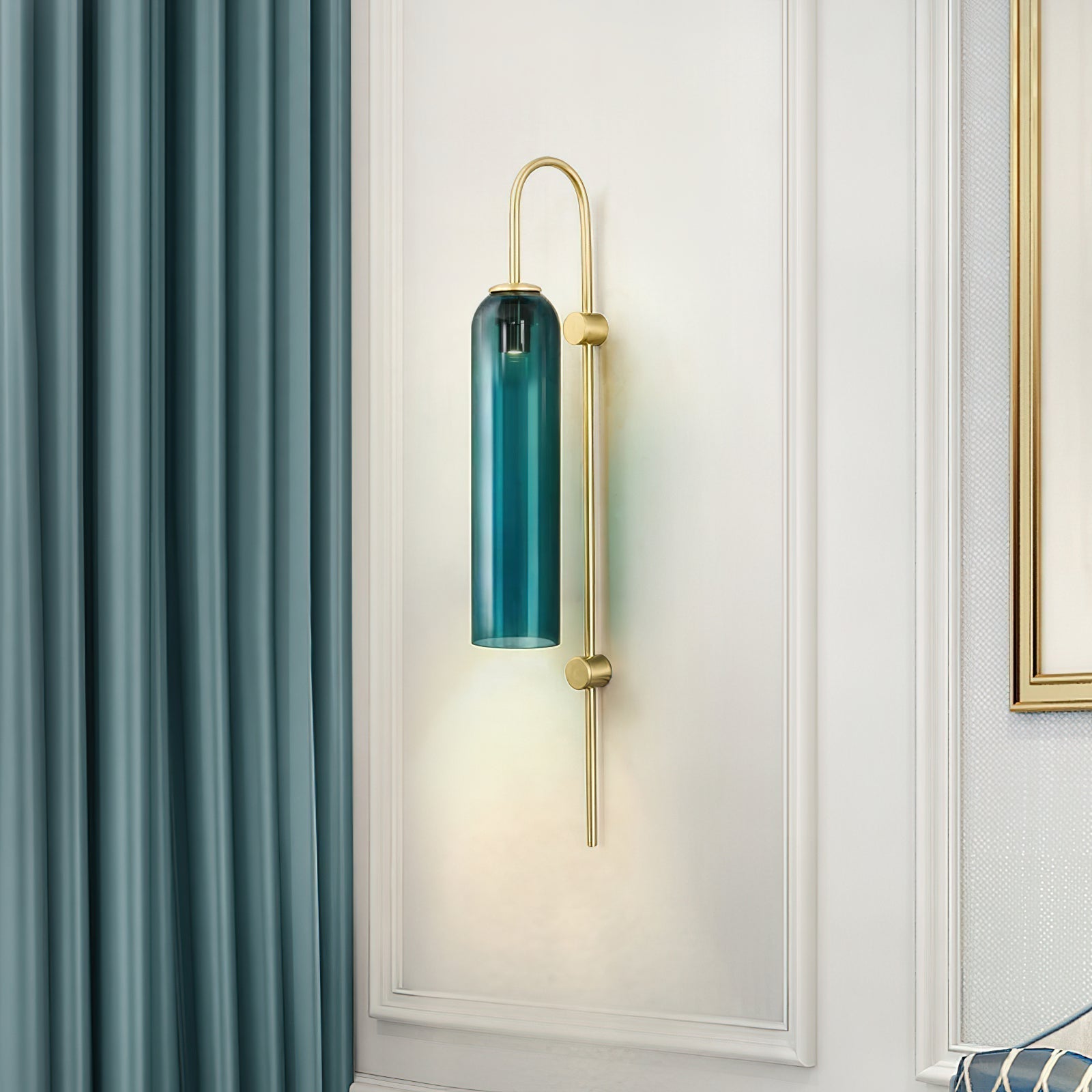 Modern Cylindrical Glass Wall Sconce Light Fixture with Mouth Blown Glass Shade