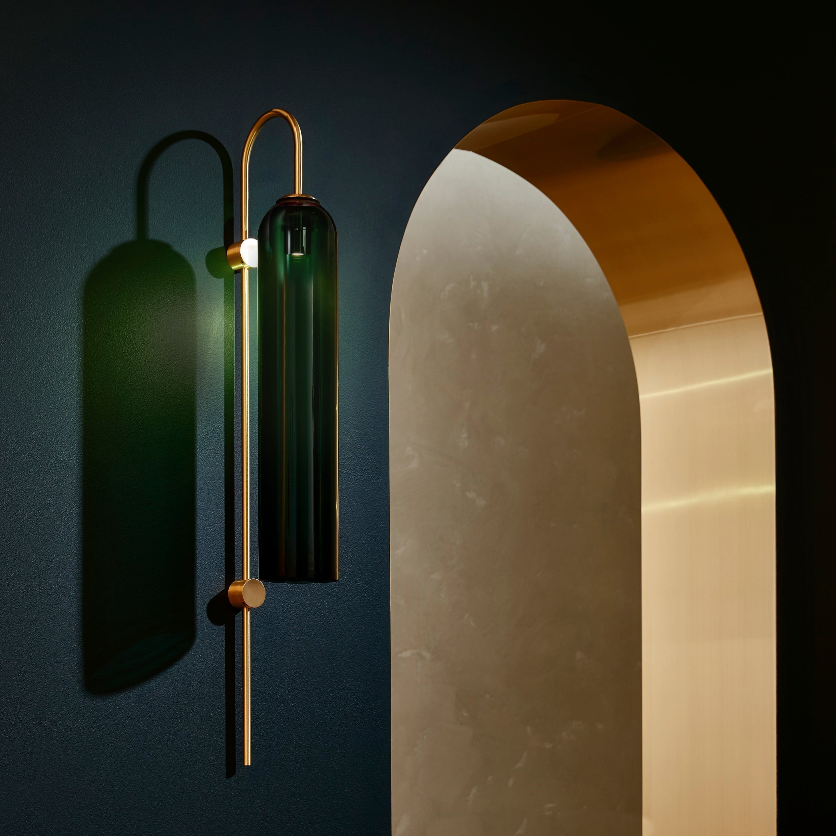 Modern Cylindrical Glass Wall Sconce Light Fixture with Mouth Blown Glass Shade