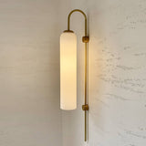 Modern Cylindrical Glass Wall Sconce Light Fixture with Mouth Blown Glass Shade