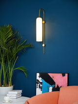Modern Cylindrical Glass Wall Sconce Light Fixture with Mouth Blown Glass Shade