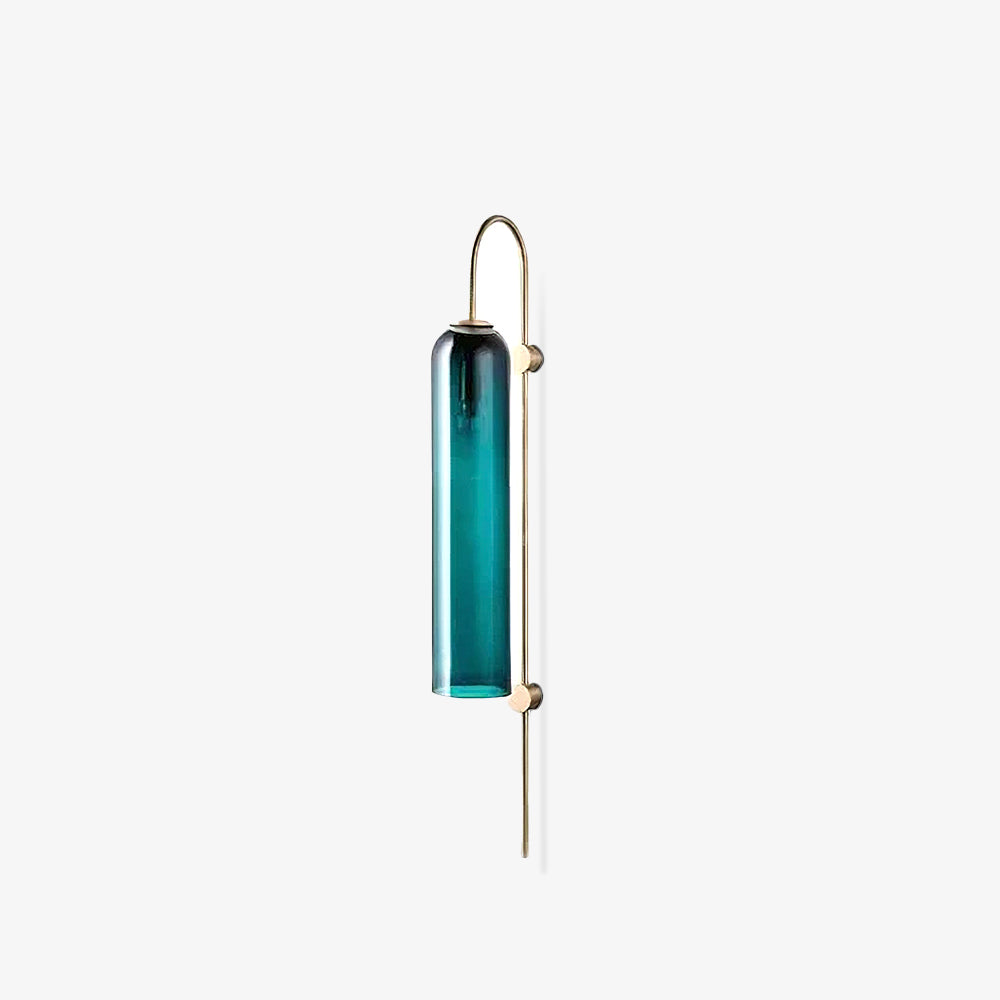 Modern Cylindrical Glass Wall Sconce Light Fixture with Mouth Blown Glass Shade