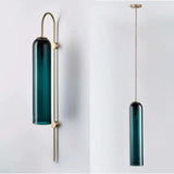 Modern Cylindrical Glass Wall Sconce Light Fixture with Mouth Blown Glass Shade