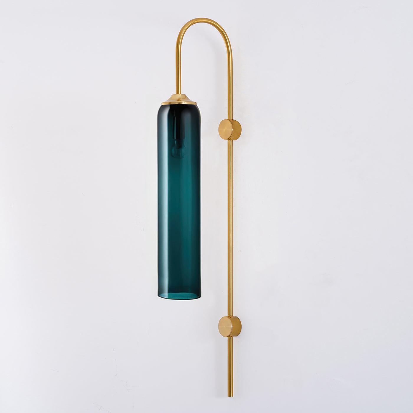 Modern Cylindrical Glass Wall Sconce Light Fixture with Mouth Blown Glass Shade