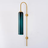 Modern Cylindrical Glass Wall Sconce Light Fixture with Mouth Blown Glass Shade