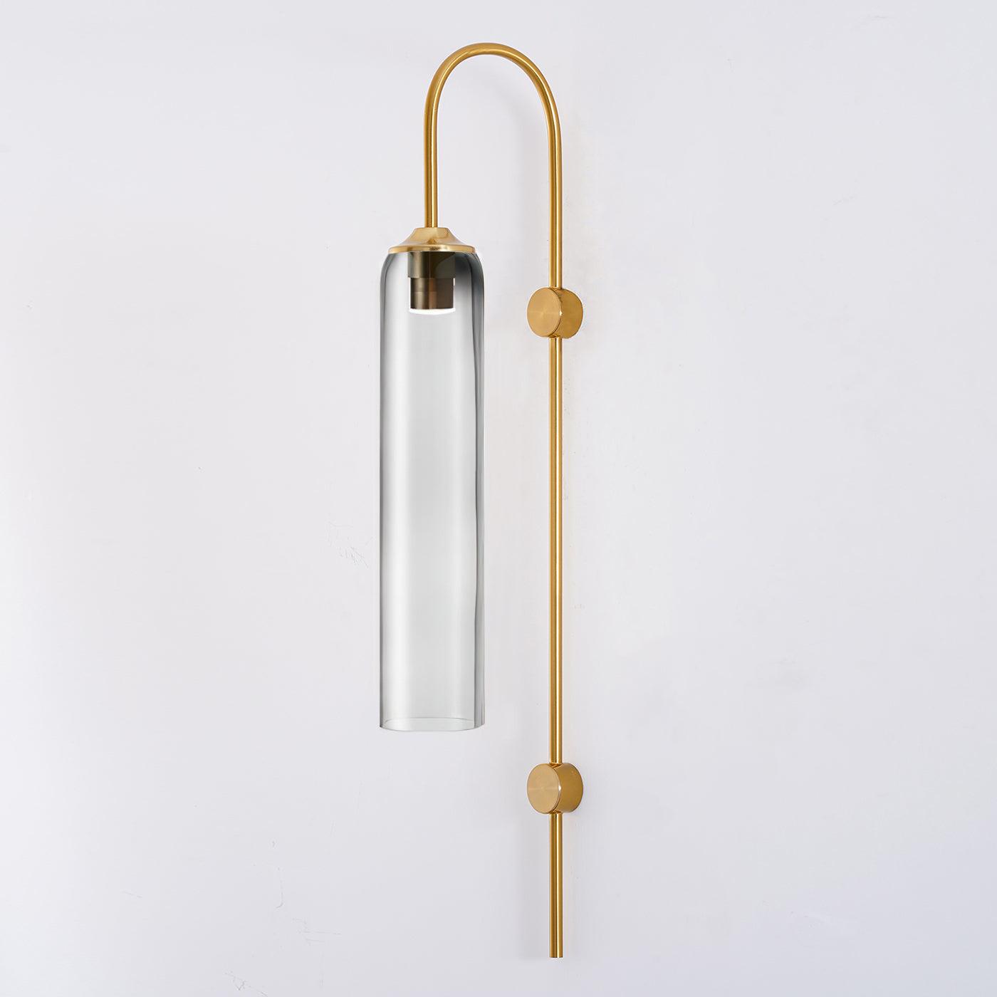 Modern Cylindrical Glass Wall Sconce Light Fixture with Mouth Blown Glass Shade