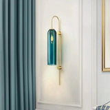 Modern Cylindrical Glass Wall Sconce Light Fixture with Mouth Blown Glass Shade