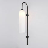 Modern Cylindrical Glass Wall Sconce Light Fixture with Mouth Blown Glass Shade